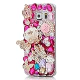 Samsung Galaxy Note 5 Case, Sense-TE Luxurious Crystal 3D Handmade Sparkle Glitter Diamond Rhinestone Ultra-Thin Clear Cover with Retro Bowknot Anti Dust Plug - Castle Pumpkin Car Crown Flowers / Red