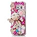 Samsung Galaxy Note 5 Case, Sense-TE Luxurious Crystal 3D Handmade Sparkle Glitter Diamond Rhinestone Ultra-Thin Clear Cover with Retro Bowknot Anti Dust Plug - Castle Pumpkin Car Crown Flowers / Red