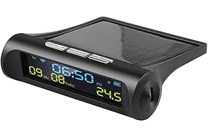 KUIOPYY Car Solar Digital Clock with LCD Time Date in-Car Temperature Display for Outdoor Personal Car Part Decoration A