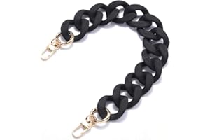 AUMEY Large Flat Chain Strap - Acrylic Luxury Handbag Strap Fashionable Replacement Purse Clutches Handles for DIY Crafts, 15.7 inch of Each … (02- Black)