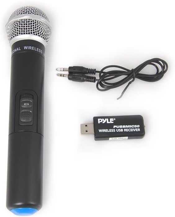 Updated Premium UHF Wireless Microphone - USB Microphone, UHF Microphone with USB Receiver for PC Computer and Laptop, Ideal for Podcasting, Voice-Over Projects, Karaoke & More - Pyle PUSBMIC50: Musical Instruments