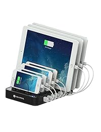 zibay 7 Port USB estación de carga Multipuerto Stand Dock Organizador de computadora para iPhones, iPads, Tablets, Samsung Galaxy, Nexus, HTC y Más, Negro