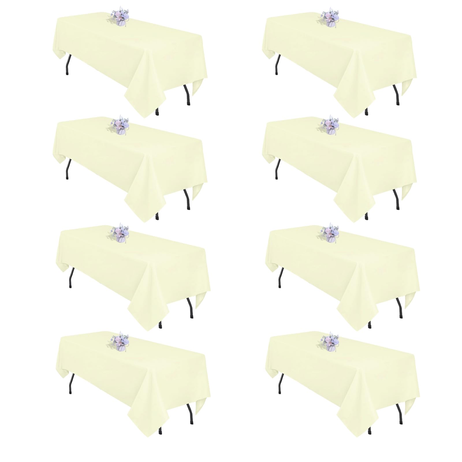 8 Pack Beige Table Cloth 60x126 Inch Rectangle