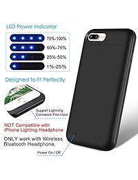 Funda para iPhone 8 Plus   7 Plus 7000mAh, funda para cargador recargable de gas extendido, batería externa, portátil y funda de carga para iPhone 7 Plus, 8 Plus, color negro