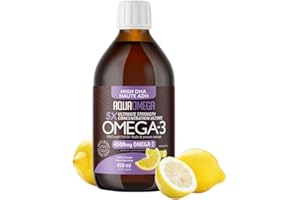 AQUAOMEGA 5X Ultimate Strength Omega 3 Supplements with Vitamin D, Fish Oil Omega 3 Liquid with EPA, DHA Supplement, Lemon Fl