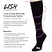 LISH Plain Jane Wide Calf Compression Socks - Graduated 15-25 mmHg Knee High Plus Size Support Stockings (Black, M/L)