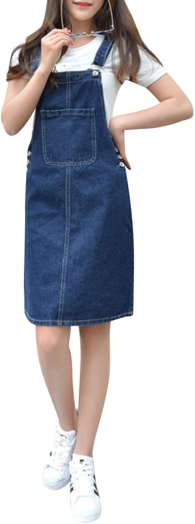 Mujer Vestido Peto Vaquero Denim Vestido Strappato Dungaree Monos ...