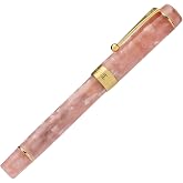 Jinhao 100 Fountain Pen Celluloid Classic Style, #6 Nib Smooth Writing Instrument with Refillable Converter and Pen Case Set