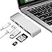 E-Word 5 in 1 Type-C 3.1 Hub Adapter Portable for MacBook Pro 2016, Google Chromebook, Aluminum Multi-Port Adapter with Type-C 3.1 Charging Port, 2 USB 3.0 Ports, SD/Micro Card Reader(Silver)
