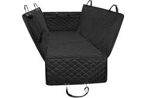HONEST OUTFITTERS Honest Luxury Quilted Dog Car Seat Covers with Side Flap Pet Backseat Cover for Cars, Trucks, and Suv's - Waterproof & Nonslip Diamond Pattern Dog Seat Cover Black Large (57''Wx60''L)