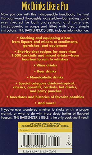 The Bartender's Bible: 1001 Mixed Drinks and Everything You Need to Know to Set Up Your Bar The Bartender's Bible: 1001 Mixed Drinks and Everything You Need to Know to Set Up Your Bar Mass Market Paperback Kindle Hardcover Paperback Spiral-bound