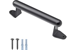 SELEWARE Barn Door Pull Handle, 9 Inch Heavy Duty Metal Gate Handle for Sliding Barn Garage Door, Indoor Outdoor Playground Stairs Safety Grab Bar, Black