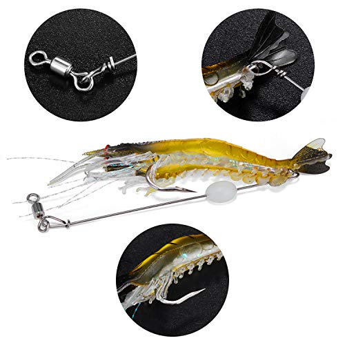 WANBY Künstlich Silikon Weiche Kunstköder Köder Köderset Leuchtender Swimbait Garnelen Angelköder mit Haken Angelgerät SüÃwasser/Salzwasser – Bild 5