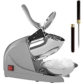 OKF Ice Shaver Prevent Splash Snow Cone Machine, Electric 3 Blades Shaved Ice Machine, 380W Ice Shaver Machine, 286lbs/hr Ice Crushers for Home Use, Ice Crusher with Free Ice Pick (Grey)