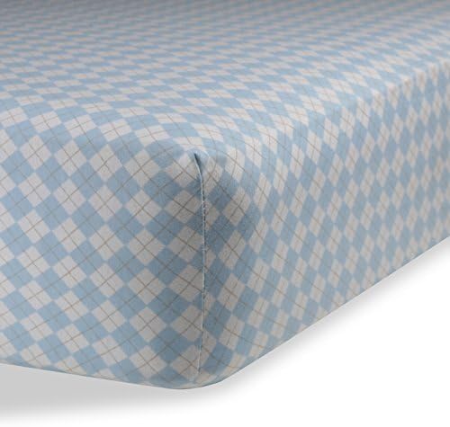 AbstractMini Crib Cotton Sheets - Pack n Play Sheets Fitted- Ultra Soft Crib Sheets for Boys Girls Baby - Universal - Snug Fitted - Cotton - 24"x38" (Blue Argyle)
