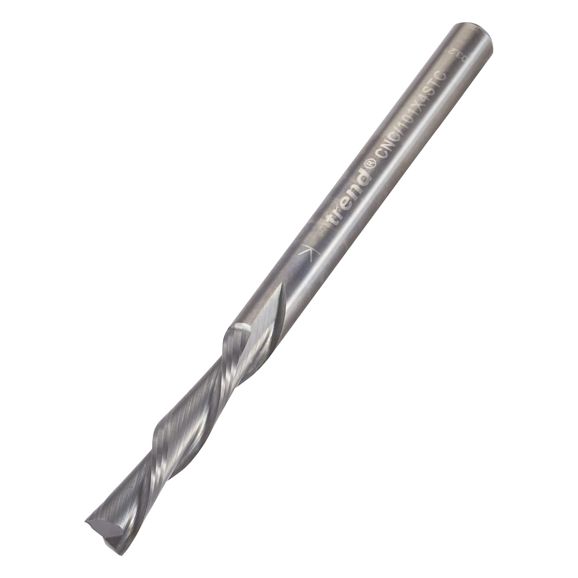 Trend CNC Two Flute Down-Cut Router Cutter, 4mm Shank, 4mm Cut Diameter & 22mm Cut Length, Solid Tungsten Carbide, CNC/101X4STC