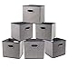 homyfort Cube Storage Bins,Foldable Cloth Boxes Baskets Organizer for Closet,Home,Office, Bedroom with Plastic Handles Set of 6 Grey Large 12x12x12