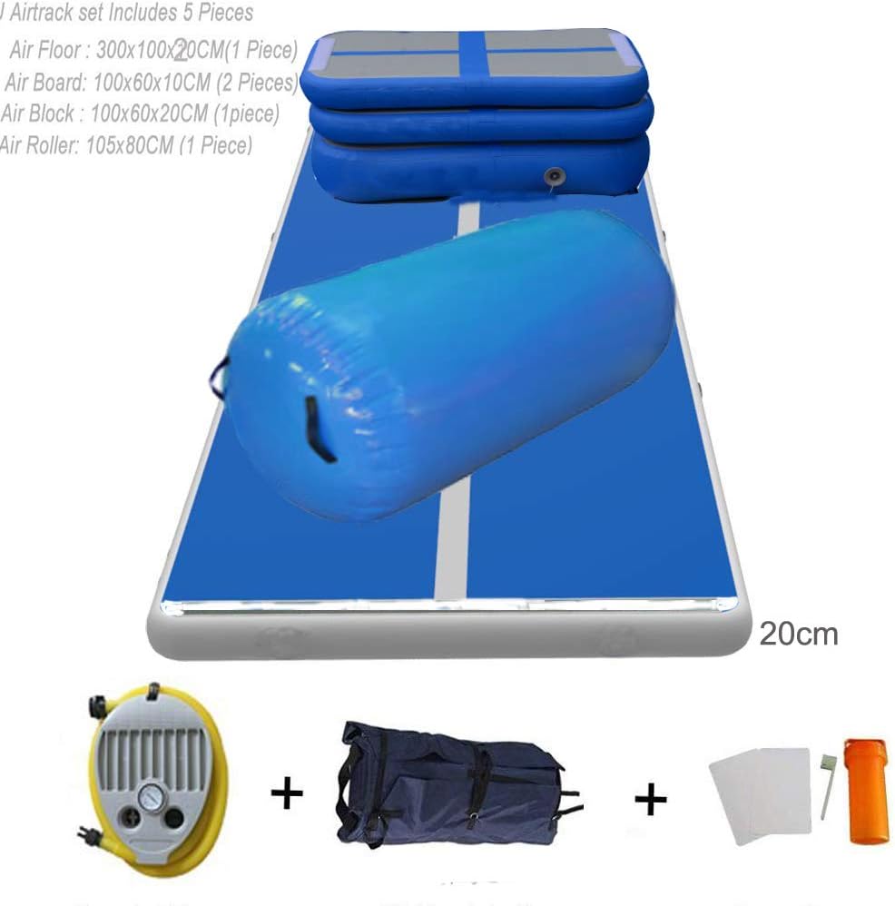 ZIYU Pink Inflatable Air Training Set Gymnastics Mat Home Training Roller Mat for Home (Blue)