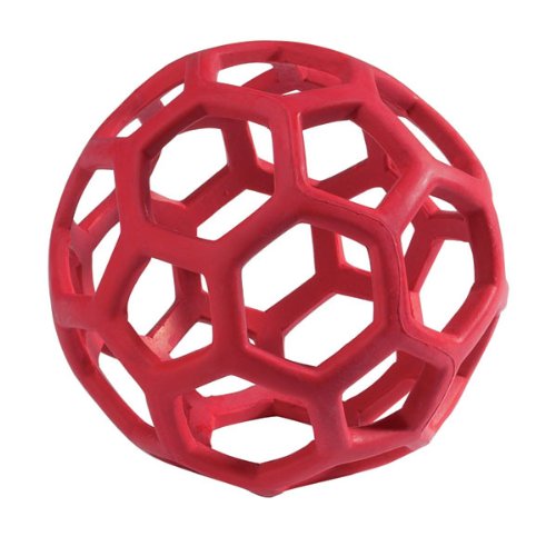 JW Pet Hol-ee Roller Dog Toy Puzzle Ball, Natural Rubber, Large (5.5 Inch Diameter), Colors May Vary