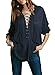 Urban CoCo Women's Sexy Bandage Plain Deep V Neck Long Sleeve Blouse Tops (L, blue)
