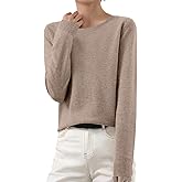 OIOLOYJM Cashmere Sweaters for Women 2026 Crewneck Long Sleeve Tops Knitted Pullover Lightweight Merino Wool Sweater