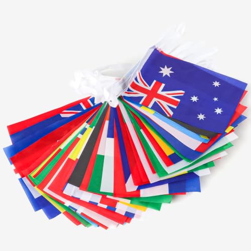 Coicok drapeau coupe du monde 2026, 15m banderole deco coupe du monde 2026, 48 Drapeaux de équipes qualifiées guirlande pour Football Fans Bar Jardin Clubs Sportifs Événements Décorations(14 * 21CM)