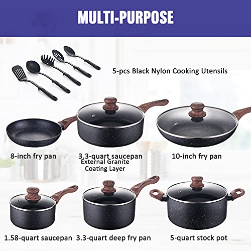 Pots and Pans Set Nonstick 16 PCS, Allgetc Induction Cookware Kitchen