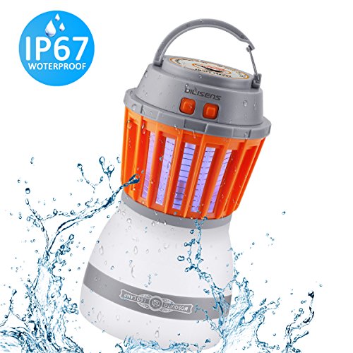 DILISENS Bug Zapper Mosquito Killer Camping Lamp 2 IN 1 Electronic Insect Killer Light via USB Charging, IP67 Waterproof,Built in Insect Trap, Perfect for Indoor Outdoor Home Traveling (1 Pack)
