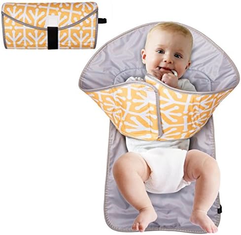 EXSPORT Baby Diaper Changing Pad 3-in-1 Changing Station, and Diaper, Portable Clean Hands Changing Pad (Yellow)