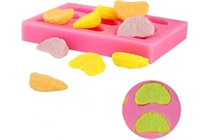 FEWO 9-Cavity Tangerine Slice Fondant Mold, Mandarin Orange Segments Silicone Chocolate Candy Mold Cake Cupcake Decoration Tool Resin Polymer Clay Soap Embeds Mold