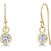 Gem Stone King 14K Yellow Gold Gemstone Birthstone French Wire Drop Dangle Earrings for Women | Round 4MM | Gold Jewelry for Her Mom Wife