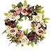Delicaft Peony Flowers Silk Front Door artificial Wreath 16 Inch -Handcrafted on a Grapevine Wreath Base- Display in Spring, Easter, and Summer