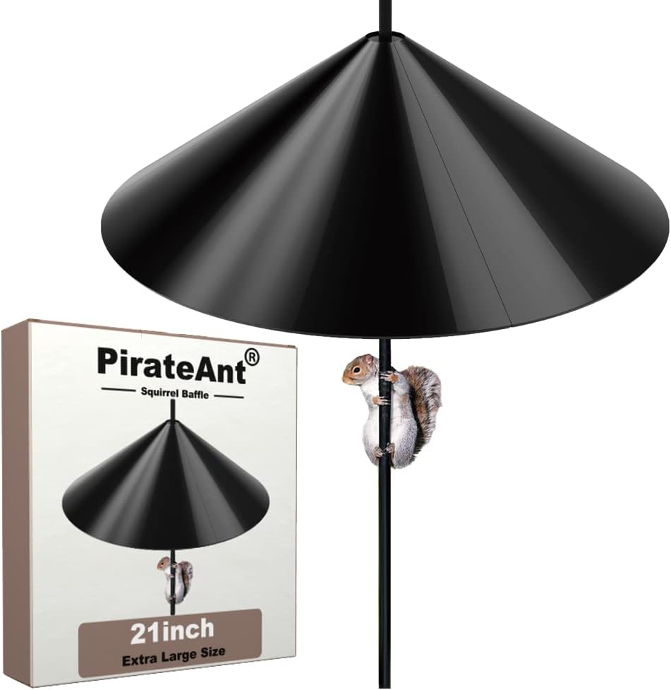 Backyard Birding & Wildlife - Squirrel Baffle for Bird Feeder Pole，Squirrel Guard Pole Mount Stopper for Outdoor Bird Feeder or Shepherd Hooks,21 inch Diameter，1 Pack.