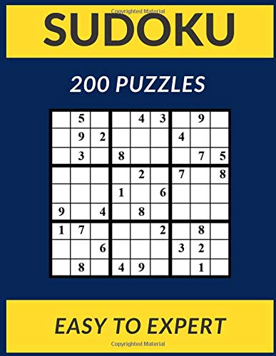 sudoku 200 puzzles easy to expert easy medium hard and very hard level sudoku puzzle book for adults puzzles games for seniors sudoku puzzle sp myas 9798634352138 amazon com books
