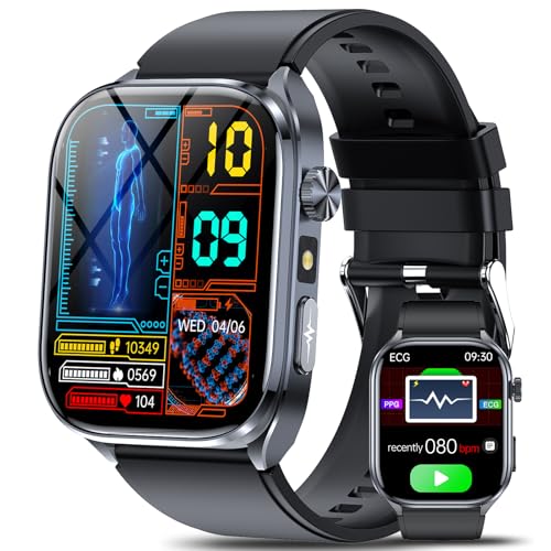 Reloj Inteligente Hombre con ECG/VCF: 2" HD Smartwatch con Asistente GPT | Reloj Salud con AI GPT Q&A, Sueño, 30s Mini Chequeo, Linterna LED, SOS, 150+ Deportivos, Android iOS