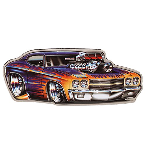 OpenRoad Purple Hot Rod Embossed Tin Magnet