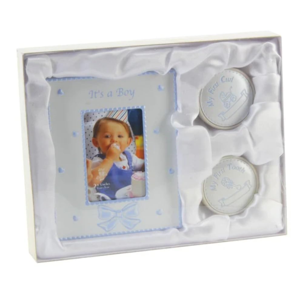 Christening Gift My First Curl / Tooth & Frame It's A Boy