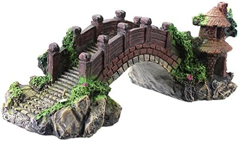 Aquarium Decoration Bridge Pavilion Tree For Fish Tank Resin Ornament D?cor New x 1 pcs No.15