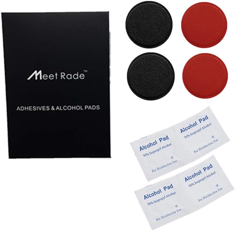 MeetRade 4Pack Metal Plate for Phone Magnet Cradle PU Leather Mount Discs with Adhesive for Magnetic Holder Car Mount Cradle Replacement Metal Plate for Magnet Holder Black and Red