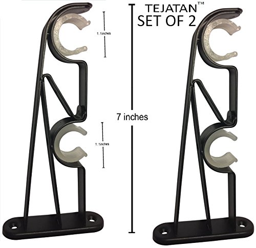 Galleon Tejatan Double Curtain Rod Brackets Black 2