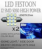 2pcs DE3021 31mm LED Car doom Light Bulbs 12SMD Car Lamp Festoon Blue Bulbs cool