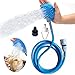 Dog Shower Sprayer with Brush, AXELECT Pet Bathing Tool Cleaning Gloves Washer Dogs Hair Remover Grooming with 7.5 Foot Hose and 2 Hose Adapters, Indoor/Outdoor Use Bath