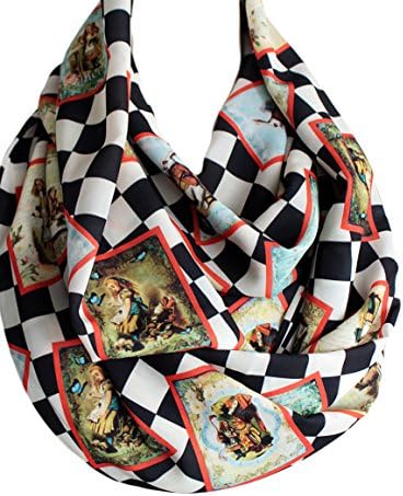 Etwoa's Alice in Wonderland Print Infinity Scarf Circle Loop Scarf