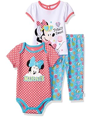 Baby Girls' Minnie Mouse 3-Piece T-Shirt, Bodysuit, and Pant Set