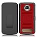 Motorola Moto Z2 Force Case, Zenic Full-Body Heavy Duty Shockproof Protective Hybrid Case Cover with Swivel Belt Clip and Kickstand for Moto Z2 Force (Red)
