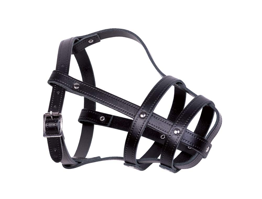 Nobby Leather Muzzle Black, Size 8, 37/48 cm