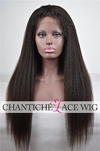 Chantiche Italian Yaki 4x4" Silk Top Human Hair Lace Front Wigs with Baby Hair for Black Women Glueless Brazilian Best Remy Human Hair Wig Invisible Parting 130 Density 14 Inches Natural Color