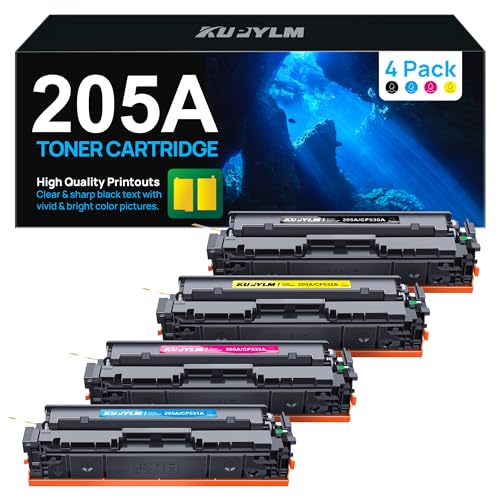 KUPYLM 205A CF530A Toner with Chip Compatible for HP 205A CF530A CF531A CF532A CF533A for HP Color Laserjet Pro MFP M180n M180nw M180fw M181n M181fw, M154a M154nw (Black Cyan Magenta Yellow, 4-) [[