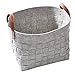 Woven Felt Storage Basket, LOONG BABY Large Natural Soft Laundry Hamper, Handmade Home Storage Boxes with PU Handle for organizing Baby Kids Toys, Clothing(Grey)