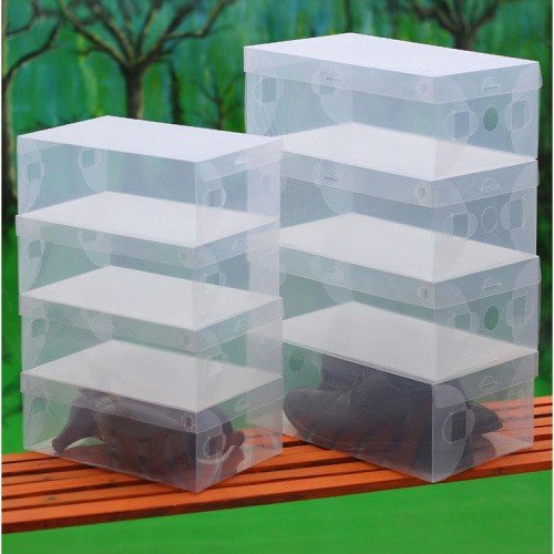 Areena Shop 10x Transparent Clear Plastic Shoe Boxes Stackable Foldable